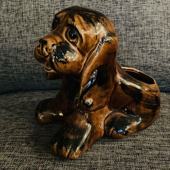 Vintage Puppy Dog Ceramic Planter Pot - Picture 2 of 5
